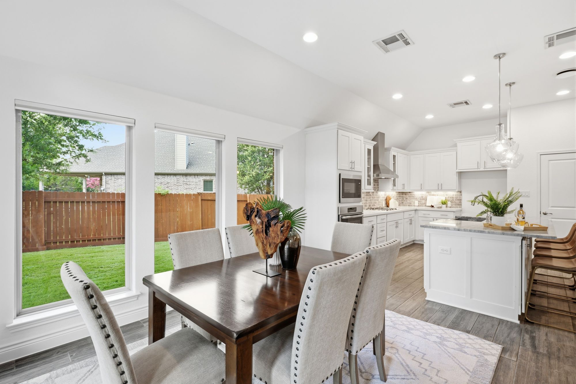 Dining area open to the kitchen