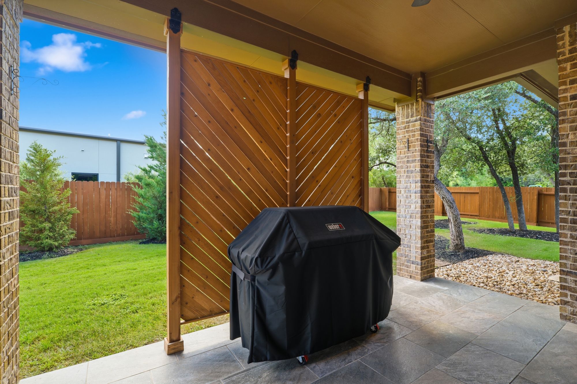 Covered patio looking to the yard