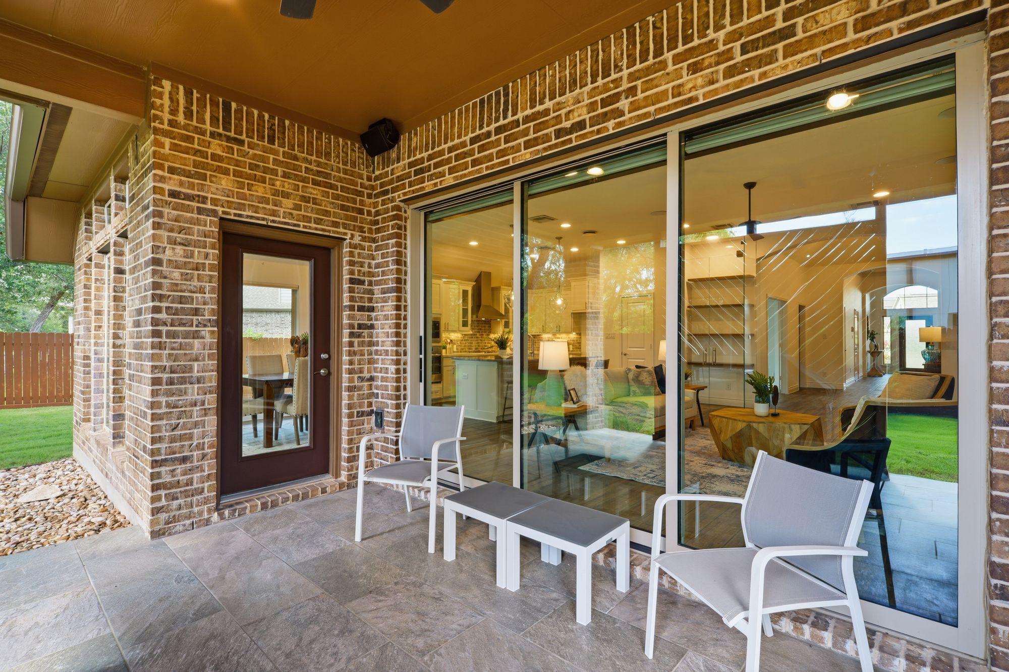 Covered patio and the sliding glass wall