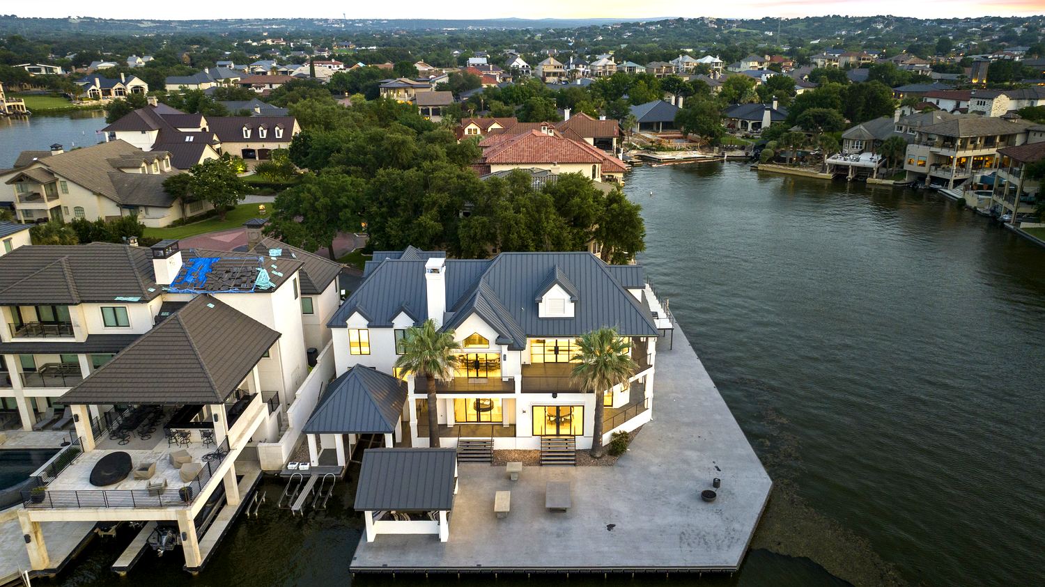 Aerial of the estate at the prow of the peninsula