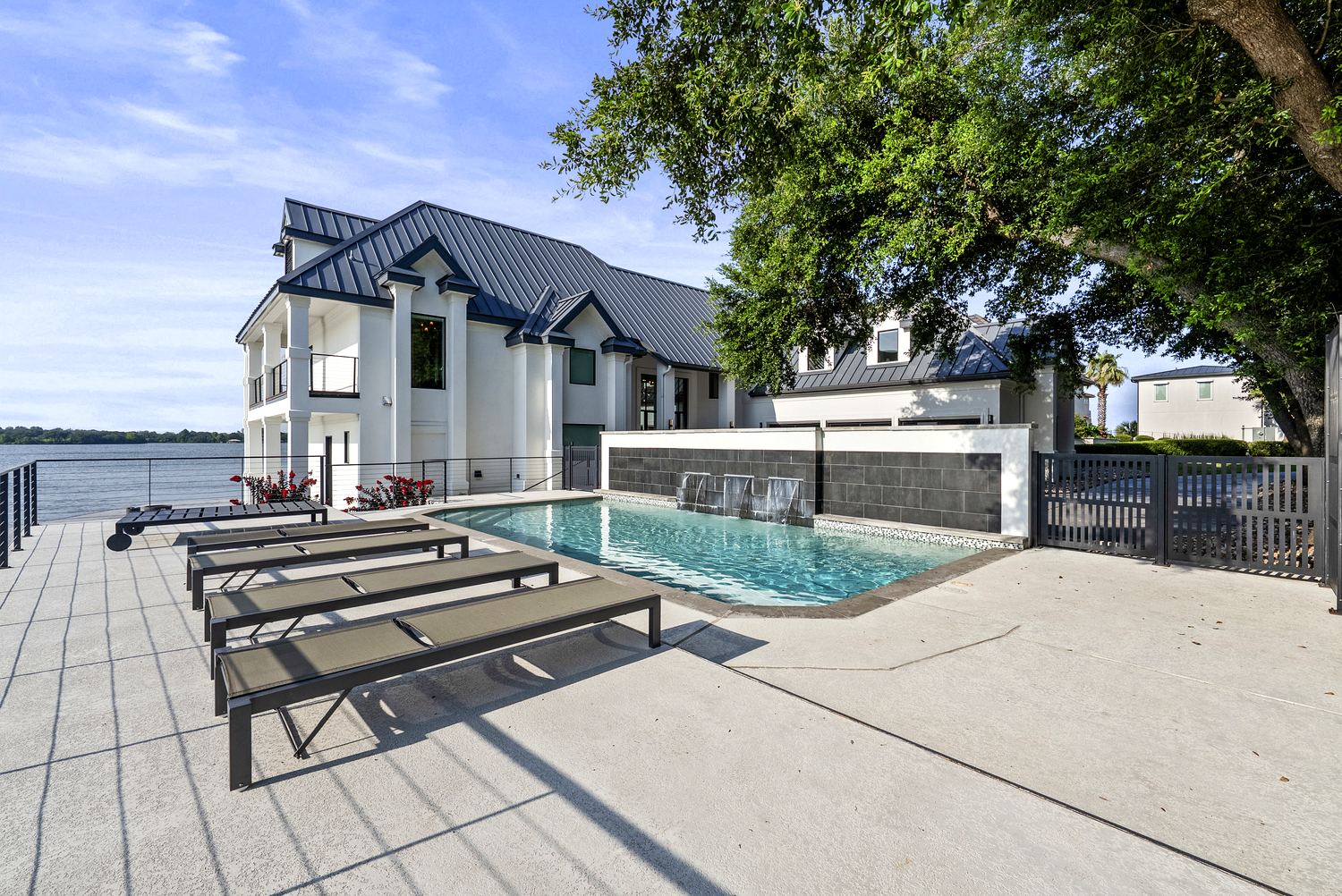 Pool deck and house